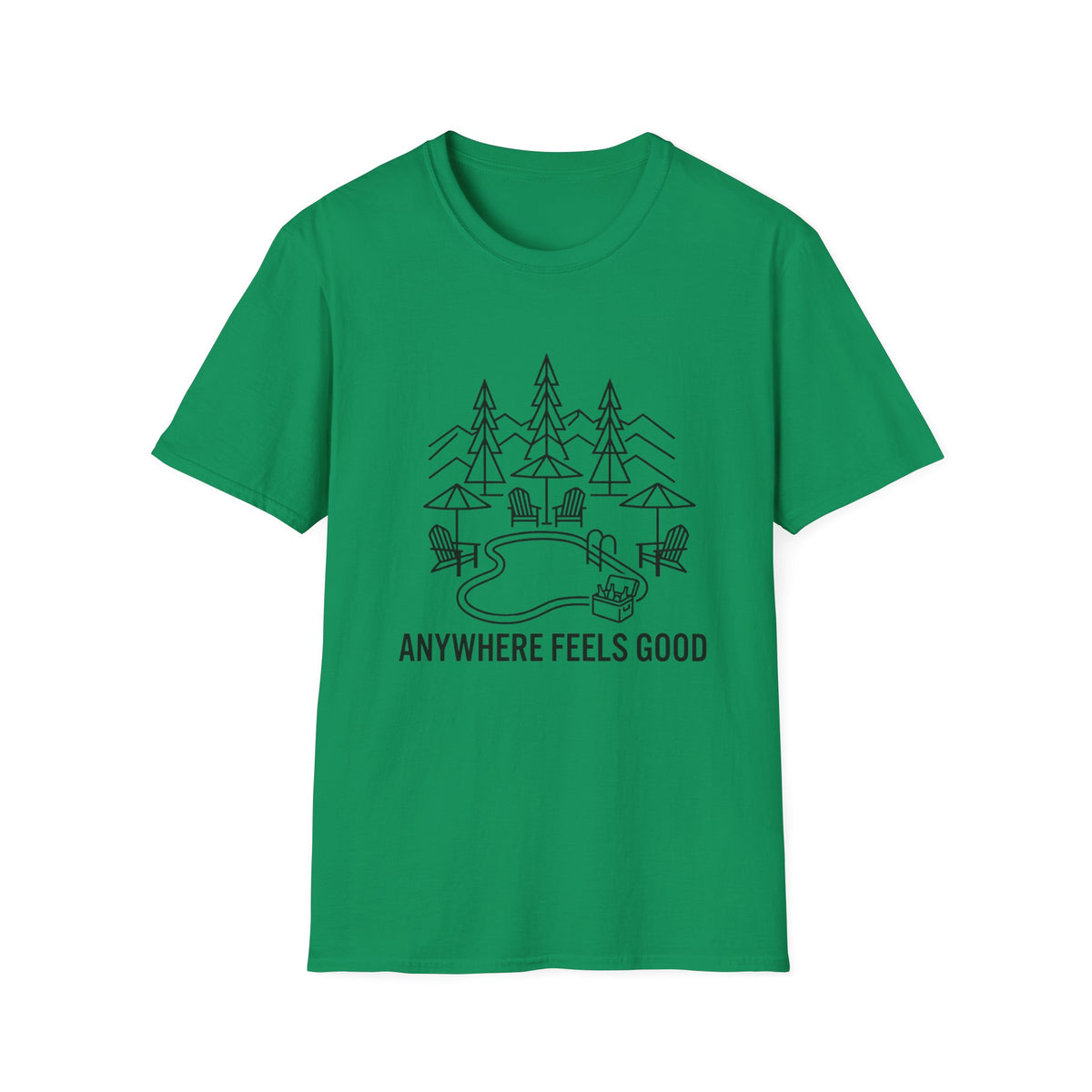 Anywhere Feels Good Line Art T-Shirt