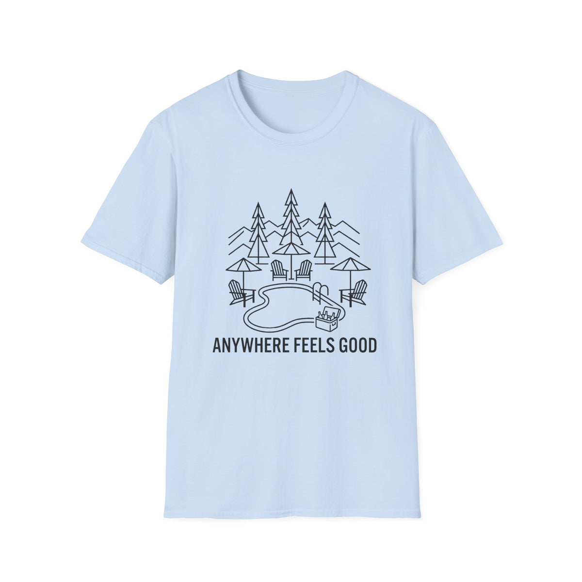 Anywhere Feels Good Line Art T-Shirt