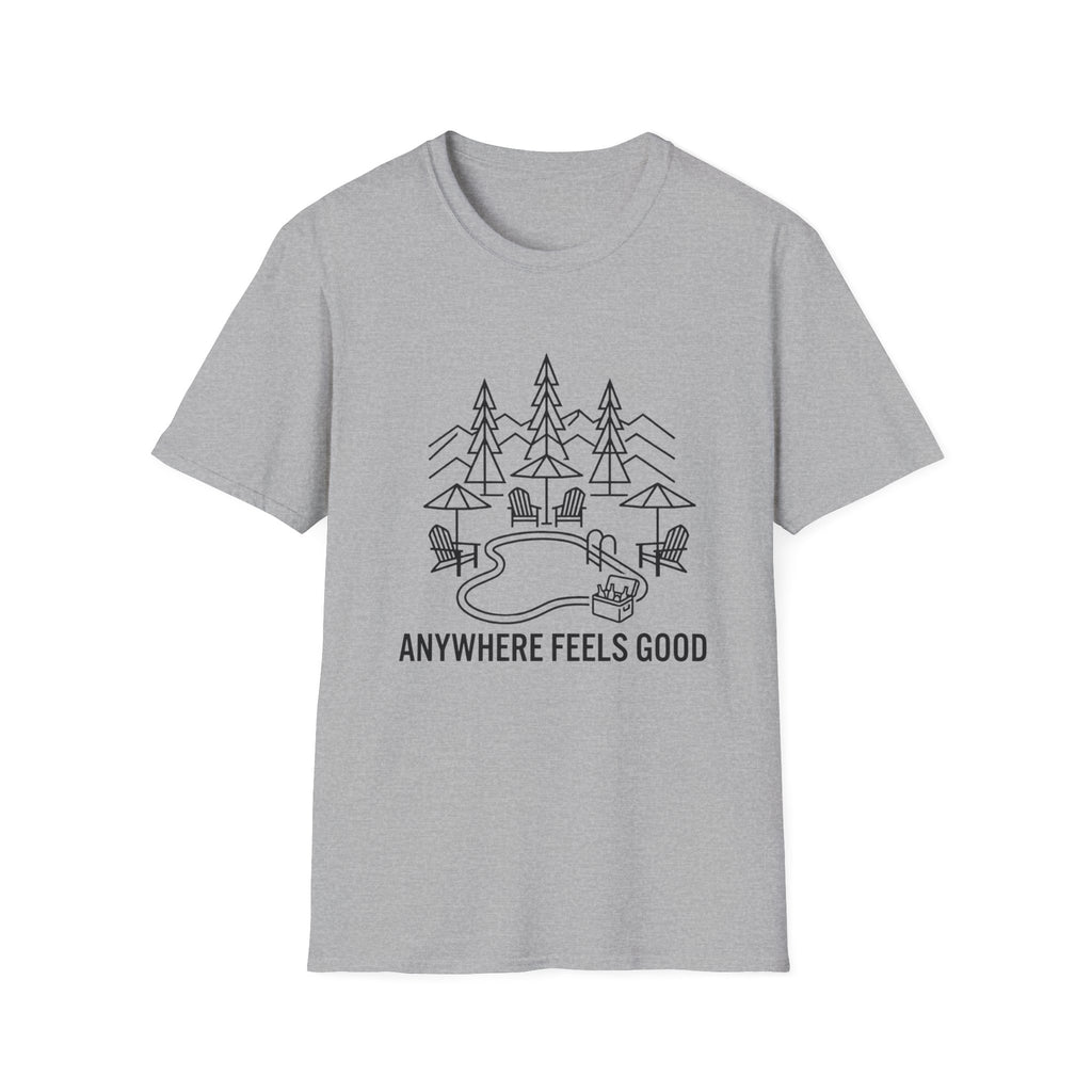 Anywhere Feels Good Line Art T-Shirt