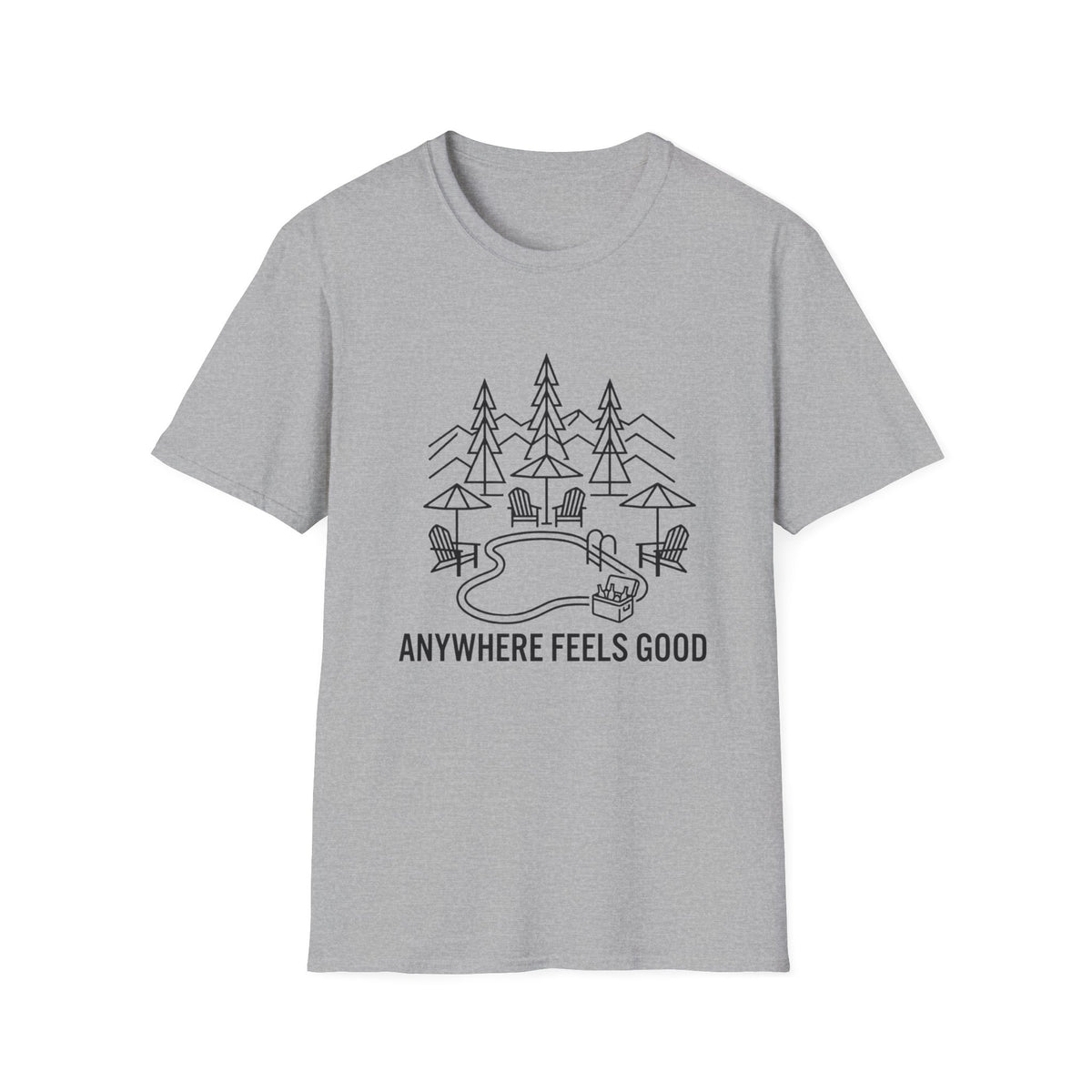 Anywhere Feels Good Line Art T-Shirt