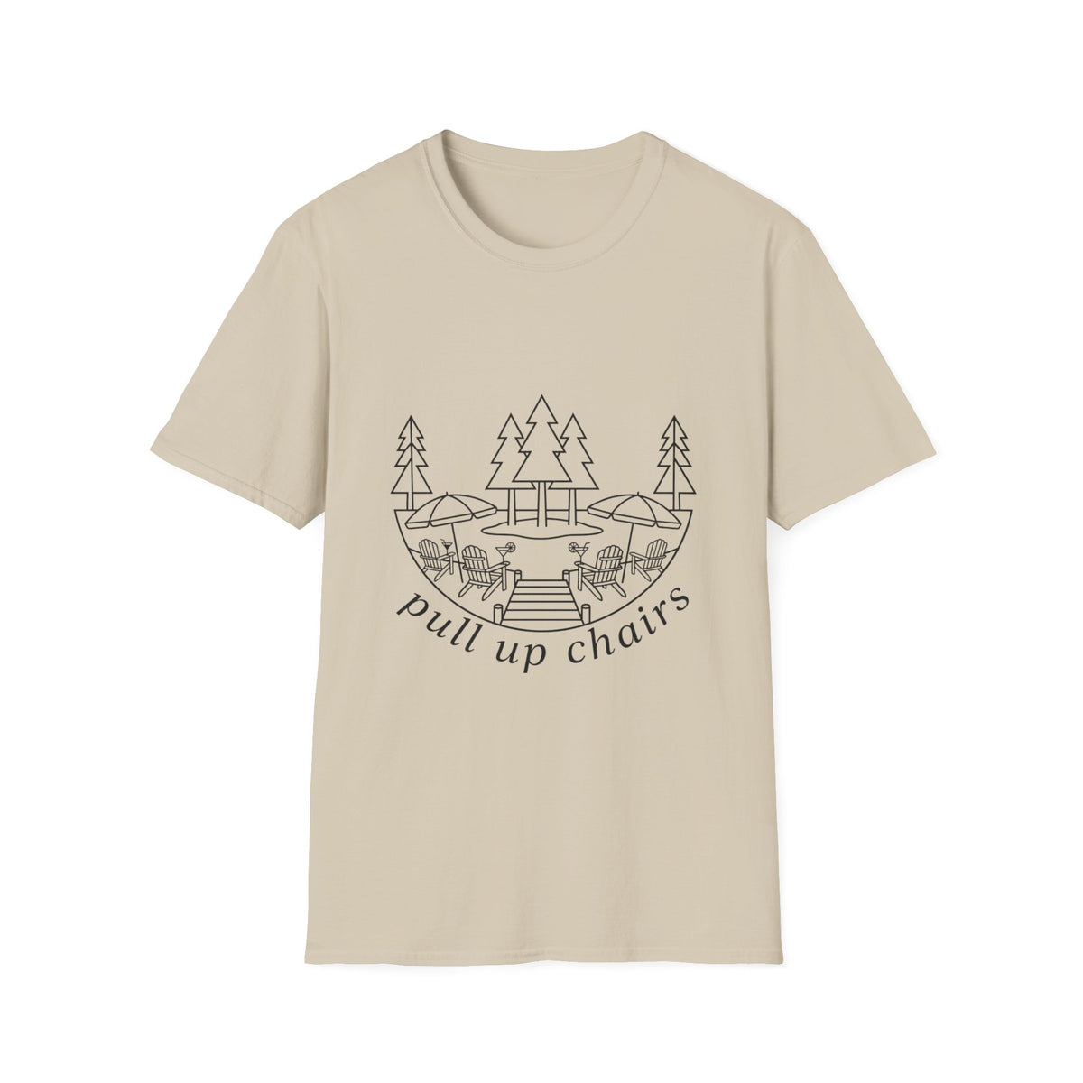 Pull Up Chairs Pine Line Art T-Shirt