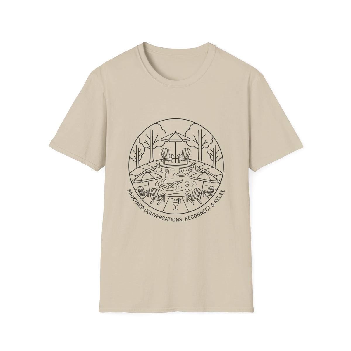 Backyard Conversation Line Art T-Shirt