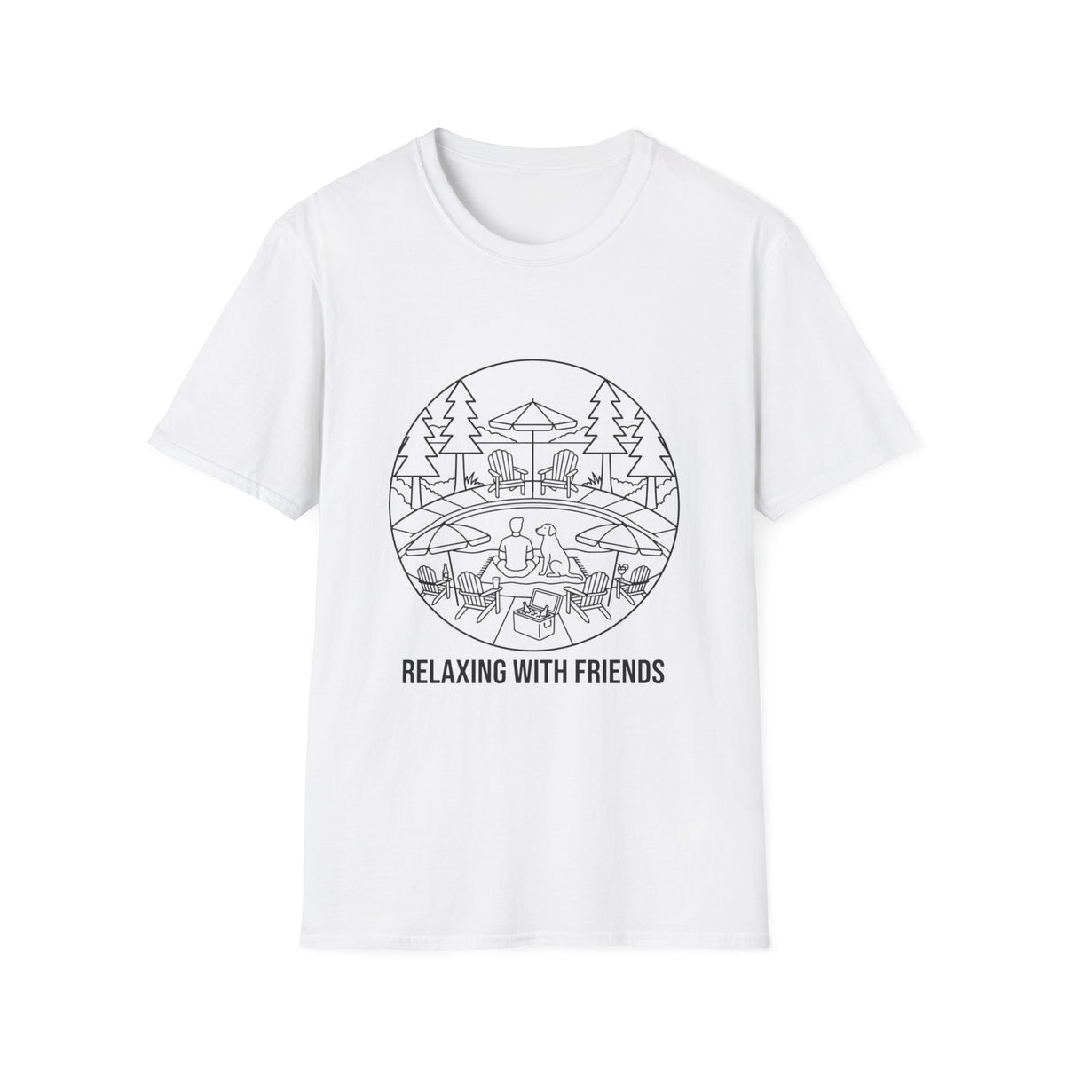 Relax With Friends Line Art T-Shirt