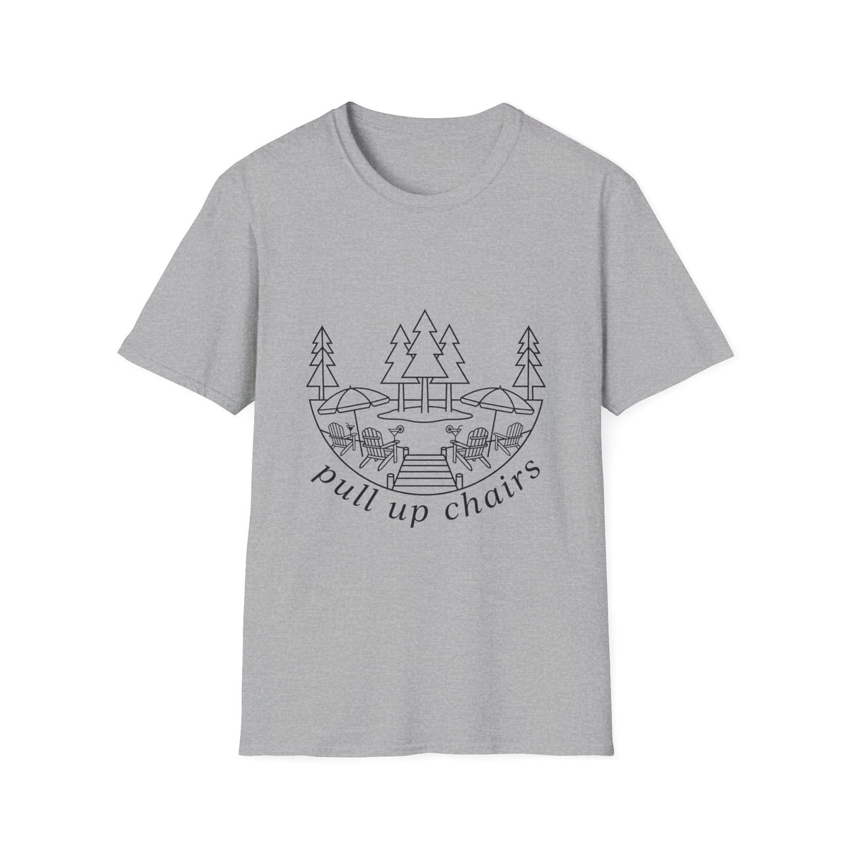 Pull Up Chairs Pine Line Art T-Shirt