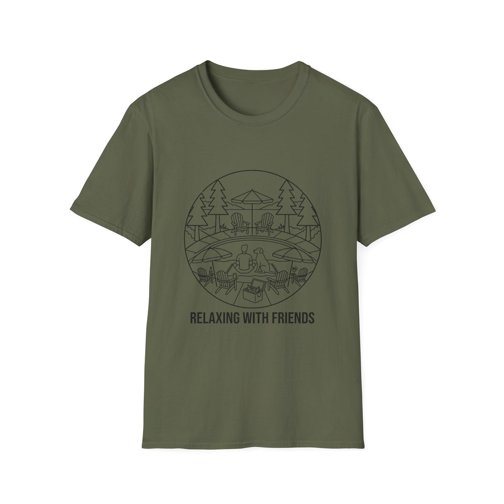 Relax With Friends Line Art T-Shirt