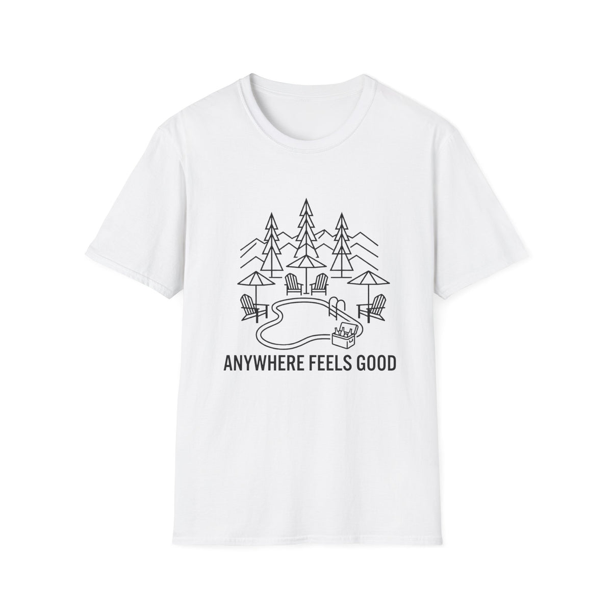 Anywhere Feels Good Line Art T-Shirt