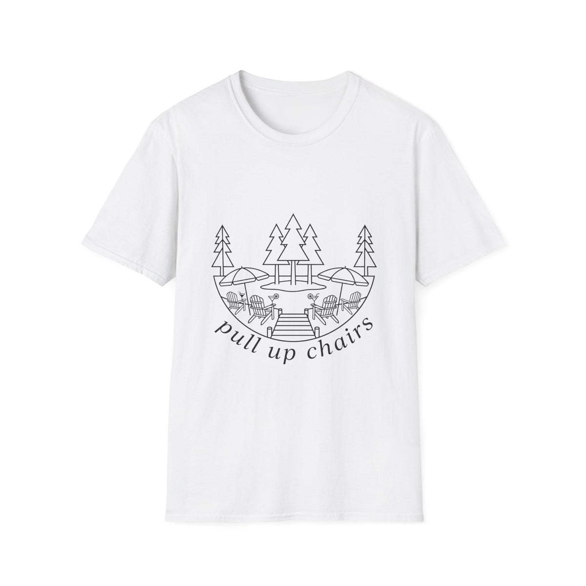 Pull Up Chairs Pine Line Art T-Shirt